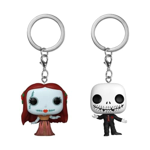 Image of Funko Pop! Keychain: Disney the Nightmare Before Christmas - 2 Pack Holiday Jack Skellington & Sally - Disney: the Nightmare Before Christmas Novelty Keyring - Collectable Mini Figure - Gift Idea