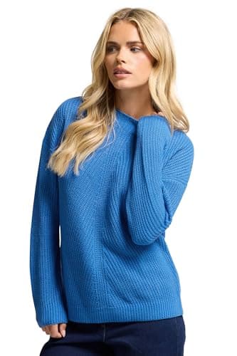 Image of M&Co Petite Funnel Neck Knitted Jumper - Women's Blue