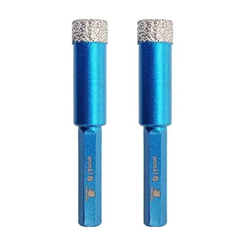 Image of BRSCHNITT 2pcs 14mm Diamond Hole Saw Core Drill Bit Set for Porcelain Tile, Ceramic, Stone, Granite, Marble - Dry Drilling Hex Shank Kit