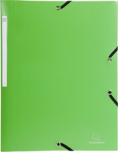 Image of Exacompta - Ref 55813E - Opaque PP Elasticated 3-Flap Folders - Suitable for A4 Documents, 0.5mm Polypropylene, Spine Label, Suitable for Confidentiality - Light Green