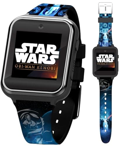 Image of Star Wars Kids Smartwatch with Obi-Wan Kenobi Design, 10 Clock Faces, Selfie Camera, Voice and Video Recorder, Step Counter, Calculator, Alarm, Fun Games, and 3 Wallpapers – Fits Wrists 5.5"-8.0"