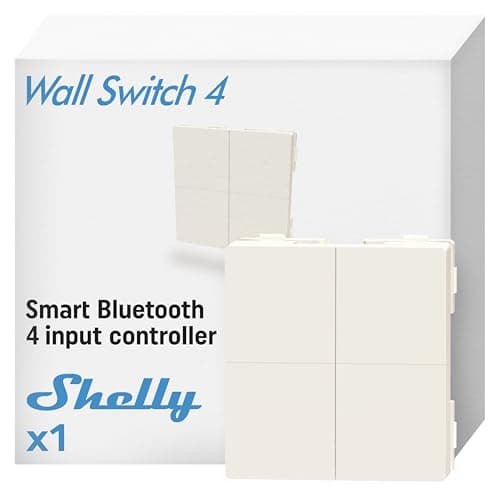 Image of Shelly BLU Wall Switch 4 - Bluetooth Smart Remote Switch, No Wiring Needed, Remote Lighting Control, Multi-click, Strong Encryption, Alexa and Google Home, Gateway Required, Wall Frame not Included