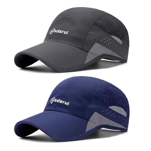 Image of AYPOW 2 Packs Quick Dry Mens Baseball Cap,Sports Lightweight Running Caps Hat,Breathable Folding Mesh Adjustable Sun Hats, Summer UV Protection Outdoor Hats For Hiking Walking Climbing