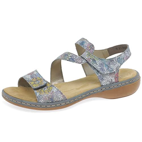 Image of Rieker Women's Damen 659c7 Sandalen Sandal (Blue Multi, UK Footwear Size System, Adult, Women, Numeric, Medium, 7.5)