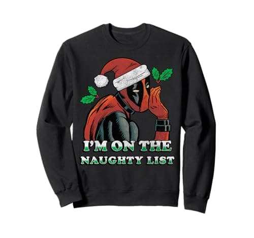 Image of Marvel Deadpool Santa Secret Naughty List Christmas Sweatshirt
