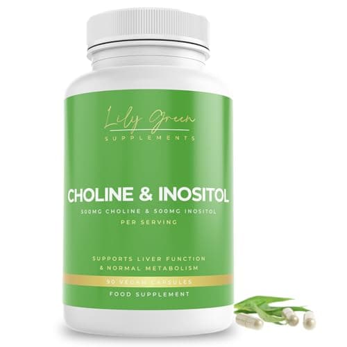 Image of Lily Green Choline & Inositol Capsules | High Strength Choline and Inositol Supplement | 1000mg Per Serving | 90 Vegan Capsules | Made in UK