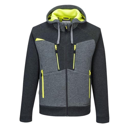 Image of Portwest DX472 DX4 Zipped Lightweight Work Hoodie with Pockets - Reflective Breathable Stretch Workwear, Metal Grey, S