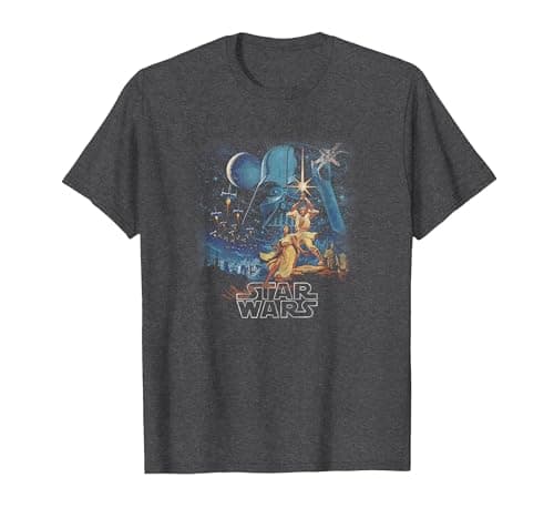 Image of Star Wars A New Hope Faded Vintage Poster T-Shirt, Men, Dark Heather Grey, XX-Large
