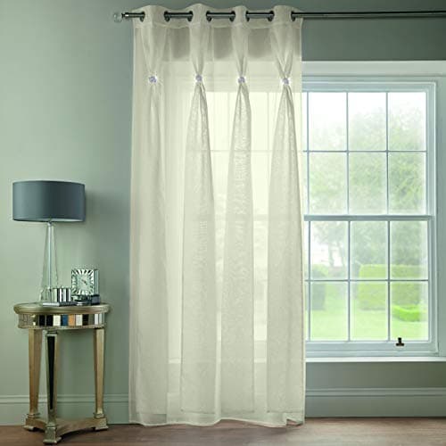 Image of Alan Symonds Diana Dolly Diamante Ring Top Curtain Panel (Cream, 57" x 72" [145x183cm])