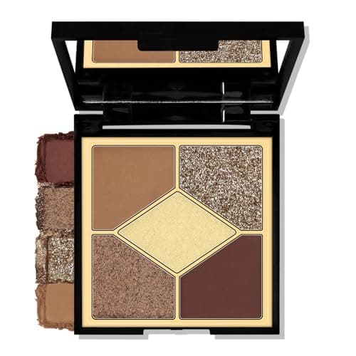 Image of Boobeen 5-Color Eyeshadow Palette, Brown Neutral Tones with Matte Shimmer Glitter Finishes, Long-Lasting Everyday Makeup Palette，Blendable & Pigmented,Travel-Friendly
