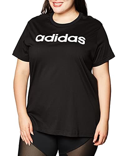 Image of adidas Women's Essential Linear L Inc T-Shirt, Womens, T-Shirt, GD2913, Black/White, 1X