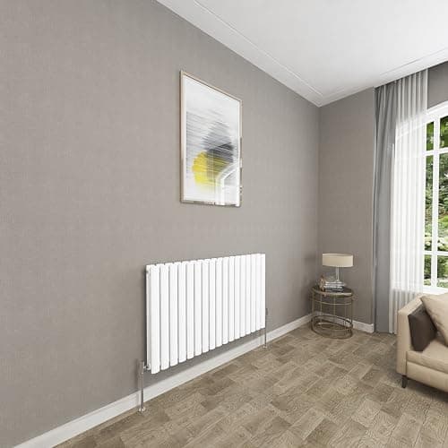 Image of Sky bathroom | 600x1003mm - Modern White Horizontal Double Panel Oval Column Radiator Central Heating Designer Radiator