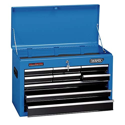 Image of Draper 14910 Nine Drawer Tool Storage Chest (26”),Blue