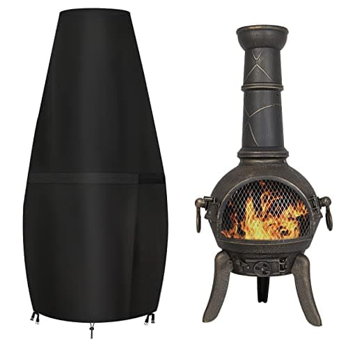 Image of GARPROVM Large Chimenea Cover,Waterproof,Windproof,UV-resistant, Heavy Duty Rip Proof 600D Oxford Fabric Outdoor Garden Patio Heater Cover (122 x 21 / 80cm) - Black
