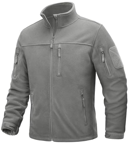 Image of TACVASEN Windproof Jacket Mens Fleece Winter Jackets Thermal Coats Work Jackets Fleece Tactical Military Jackets Light Grey