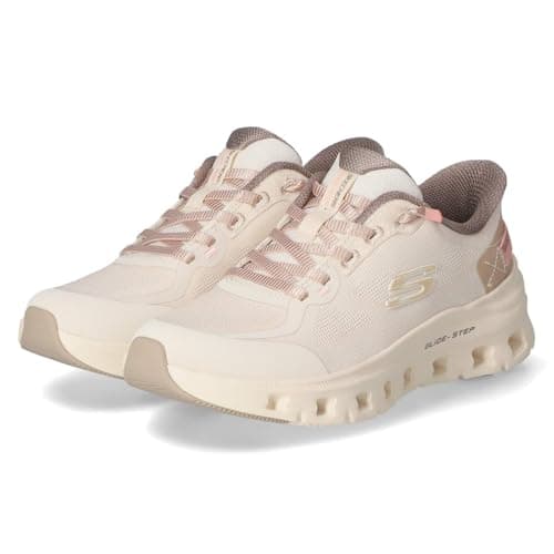 Image of Skechers Women's Glide-Step PRO Pure Motion Slip-On, Natural Mesh/Brown Trim, 8 UK