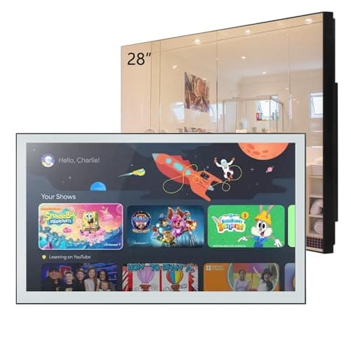 Image of Soulaca 28 inches Smart Mirror TV for Bathroom, 4K UHD, IPX6 Waterproof, Android OS, DVB-T/S/C Television for Bathroom, Voice Control with Wi-Fi & Bluetooth, 2026 The Latest Model