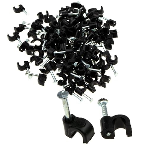 Image of Round Black 4mm Cable Clips Secure Fastenings Cables [100 Pack]