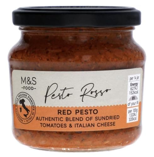 Image of M&S Pesto Rosso 190g – Red Pesto | Authentic Blend of Sundried Tomatoes & Italian Cheese | Made in Italy