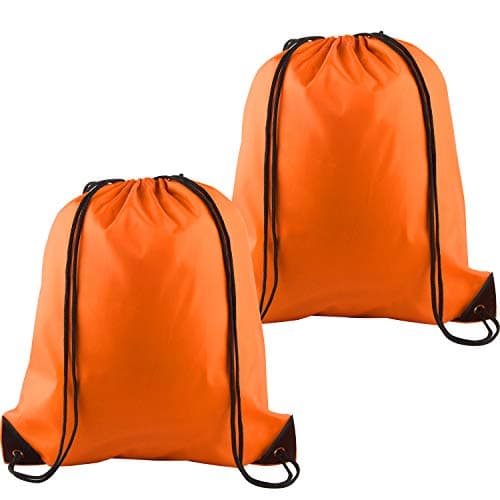 Image of FEPITO 2 Pack Drawstring Backpack Bags Sack Cinch Bag String Backpack for Gym Traveling, Orange