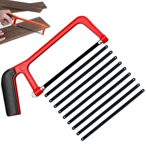 Image of Junior Hacksaw Blades, Mini Hacksaw with 10 Hacksaws Blades, Small Hand Saw with Adjustable Frame, Hacksa w for Metal Cutting, Heavy Duty Mini Hacksaws for Cutting Plastic,PVC Pipe,Tile, DIY Projects