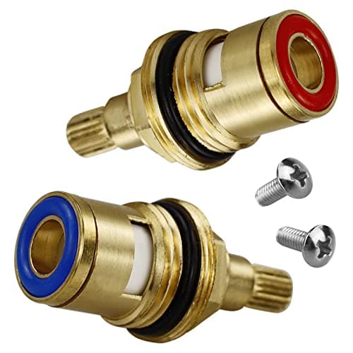 Image of 2 Sets Replacement Ceramic Tap Cartridge 1/2 Turn 20 Spline,Tap Glands Seals Repair Kit,Tap Valve for Shower Bathroom Taps with Washers,Solid Brass Ceramic