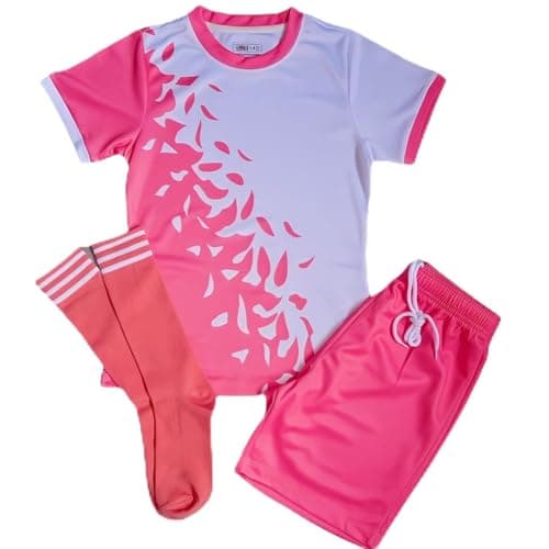 Image of Catali Girls Football Kit Ages 5–10 Breathable Sports Set with Top, Shorts & Socks | Quick Dry PE Kit & Gift for Active Girls and Future England Lionesses
