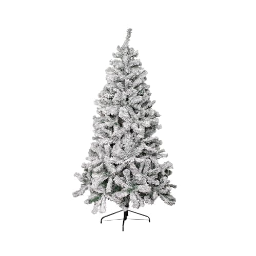 Image of Samuel ALEXANDER 7ft (2.1m) Snow Flocked Artificial Christmas Tree with Green Metal Stand and 655 Tips