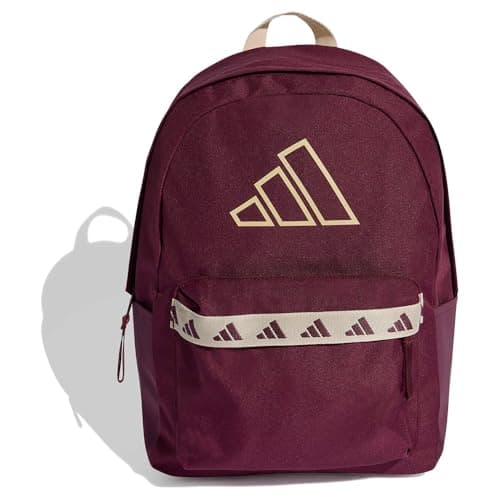Image of adidas Unisex CLASSIC TAPE BACKPACK, maroon/Crystal Linen, One size