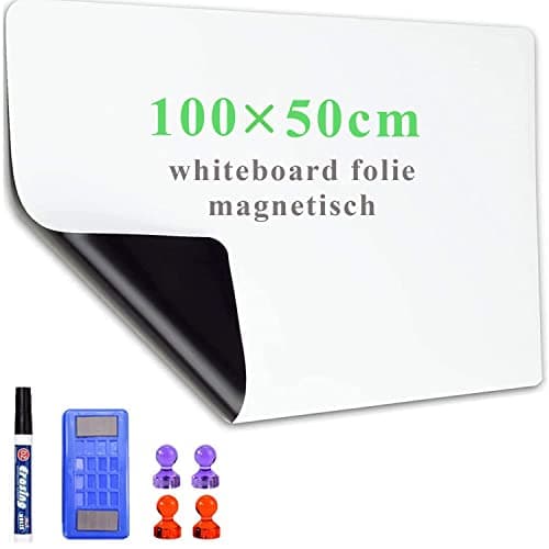 Image of Lyzzxi Magnetic Whiteboard Paper, 50 x 100cm, DIY Self-Adhesive Dry Erase Board Sheets, Whiteboard Film Stick on Wall for Office, Home, School