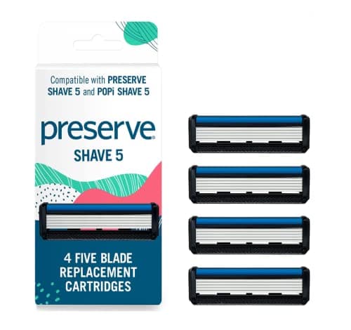 Image of Preserve Five Blade Replacement Cartridges, Wave Edition, for Shave Five Recycled Razor, 4 Count