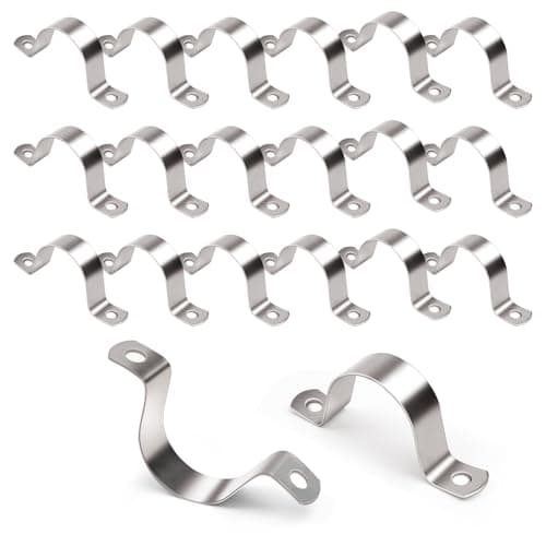 Image of YUUTIAL Pipe Clamps Ø 25 mm 20 Pieces Heavy Duty Stainless Steel Pipe Straps Saddle Clip,U Shaped Pipe Strap Clamp for Installing Gas,Qater or Hose Pipes