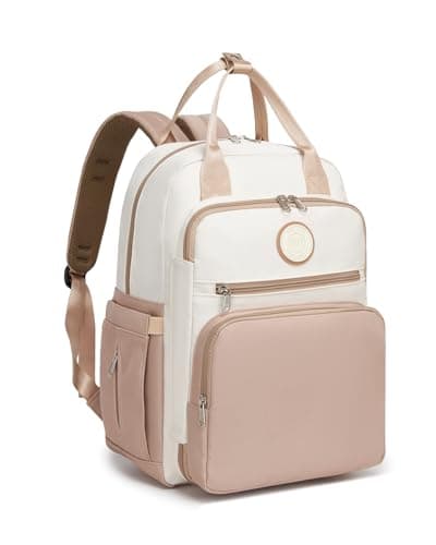 Image of Miss Lulu Changing Bag Backpack Nappy Diaper Bag for Mum and Dad With Stroller Straps Multifunction Pockets Large for Travel Hospital Newborn (Khaki/Beige)