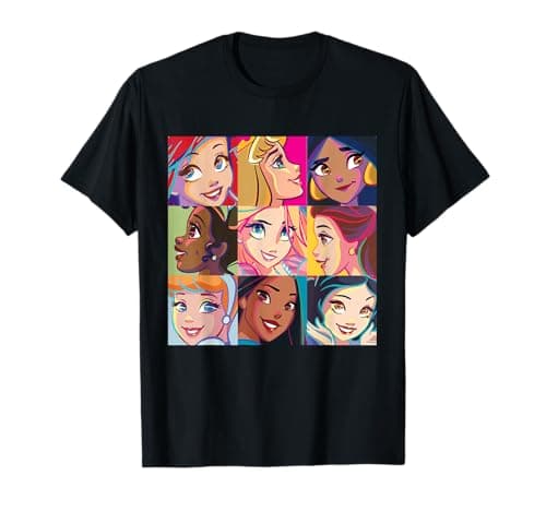 Image of Disney Princess Characters Pop Art Grid T-Shirt