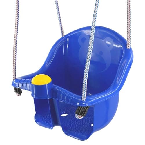 Image of MTS Safety Swing Seat for Toddlers, Easy Install, Durable Blue Garden Baby Swing for Indoor & Outdoor, Supports 40kg, Enhances Motor Skills, Suitable for Ages 1-3, Adjustable Ropes Included