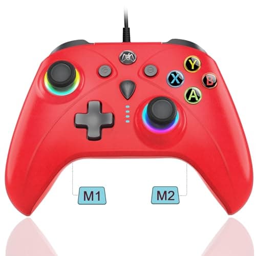 Image of Ugame Wired Versatile Controller for Xbox/PS4/Switch/PC, Wire Control for Xbox Series X/S, Xbox One with Back Paddles, 1000Hz Polling, Turbo, RGB Game Light (1 White Mando)