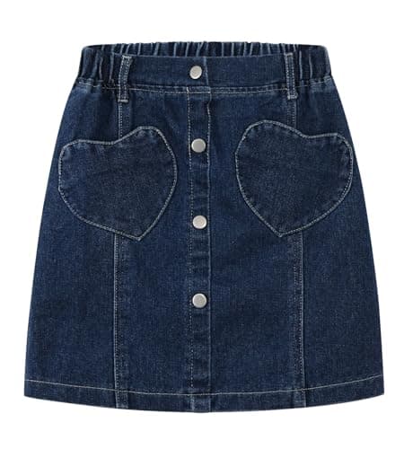 Image of SEAUR Skirts Girls Casual Elasticated Waist Denim Mini Skirt with Pockets Girls Jean Skirt Short Summer Spring 5-6 Years