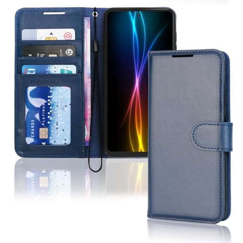 Image of TECHGEAR Galaxy S20 FE Leather Wallet Case, Flip Protective Case Cover with Wallet Card Holder, Stand and Wrist Strap - Blue PU Leather with Magnetic Closure Designed For Samsung S20 Fan Edition