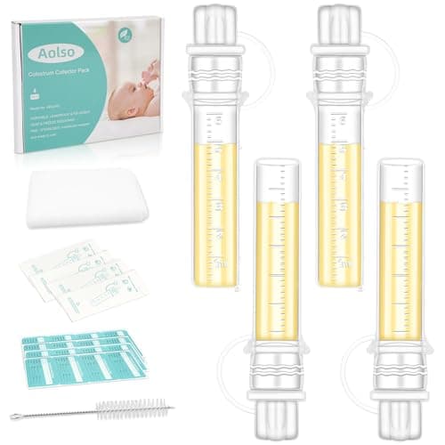 Image of Aolso Colostrum Collector Kit,6ml/4pcs Silicone Breast Milk Collector,Reusable Colostrum Harvesting Kit with Cotton Cloth Wipe, Label Stickers, Cleaning Brush,Heat & Freezer Resistant, BPA-Free