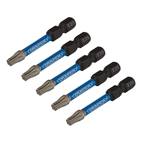 Image of Draper Expert TX Star Impact Screwdriver Bit Set (5-Piece) | T10 Star 1/4 Inch Hex Hand Tools Bit Adapter Set | 05649