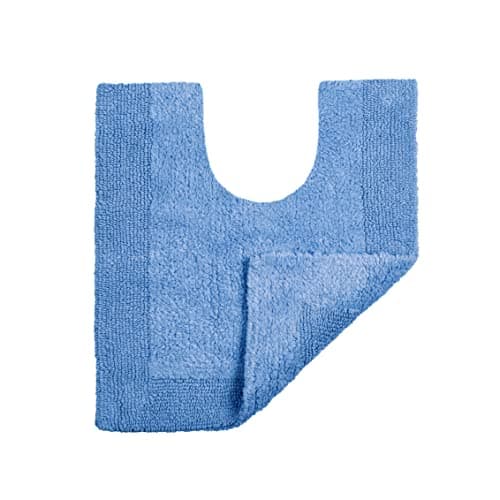 Image of Allure Heavyweight Reversible Pedestal Toilet Mat, 100% Cotton, Super soft, Washable, Large Size 55cm x 55cm (Cornish Blue)