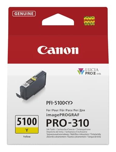 Image of Canon PFI-5100Y Genuine Printer Ink Cartridge - High Performance & Fade Resistant Ink (1 x Yellow Cartridge) - Compatible with imagePROGRAF PRO-310