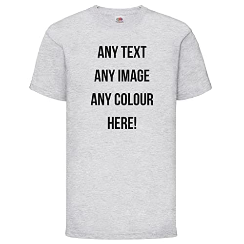 Image of Style It Up Personalised Kids Unisex Printed Cotton T-Shirt Girls Boys Any Text Any Photo (H.Grey, 9-11 Years)