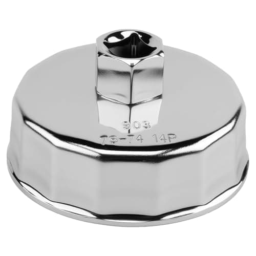 Image of Oil Filter Wrench 74mm 14 Flute Aluminum Alloy Oil Filter Cap Removal Tool Car Engine Socket Remover for 3/8" Ratchet 27mm Socket Compatible with BMW Audi Mercedes Chery Golf Santana and More