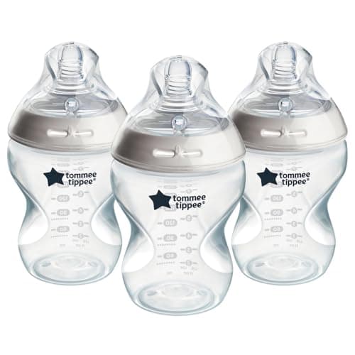 Image of Tommee Tippee Natural Start Baby Bottles for 0m+, Pack of 3 260ml Baby Bottles, with Slow Flow Breast-Like Teat for a Natural Latch, Self-Sterilising and BPA Free, Baby Feeding Essentials