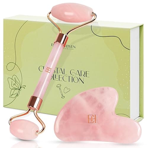 Image of Enigma Haven London® Rose Quartz Roller & Gua Sha Set – Authentic Face Massage Tools for Women and Men | Reduce Puffiness, Soothe Muscles & Sculpt Jawline Ultimate Self-Care Skincare Gift