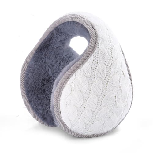 Image of Itopupi Women & Men Ear Muffs, Knit Adjustable Earmuffs, Unisex Winter Ear Muffs, White, One Size