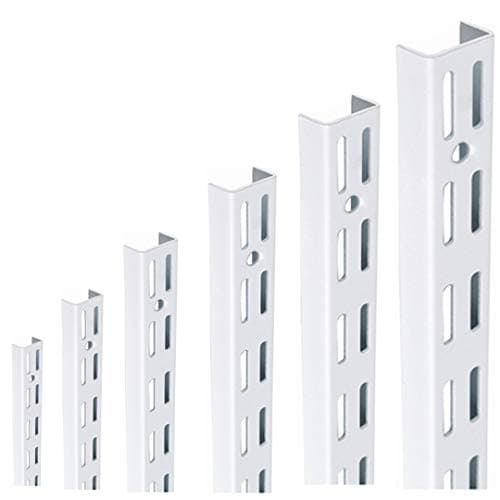 Image of MSF Twin Slot Shelving WHITE Uprights, Brackets Adjustable Strong Rack Wall Shelf Pack OF (1, 2, 10) (2, UPRIGHT 1000MM OR 100CM)