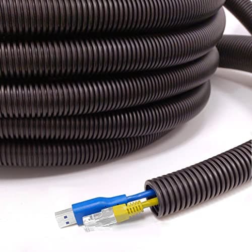 Image of 32mm Flexible Conduit Outdoor Cable IP40 50 Meter Coil - Underground, External Trunking, Electrical Ducting, Hose Pipe Wire Protection. Polypropylene