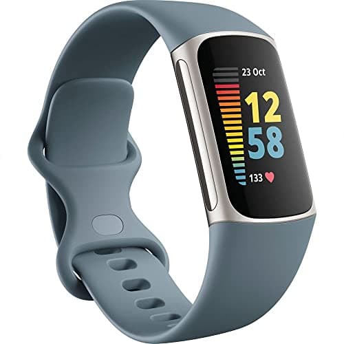 Image of Fitbit Charge 5 Activity Tracker with 6-months Premium Membership Included, up to 7 days battery life and Daily Readiness Score, Steel Blue / Platinum Stainless Steel